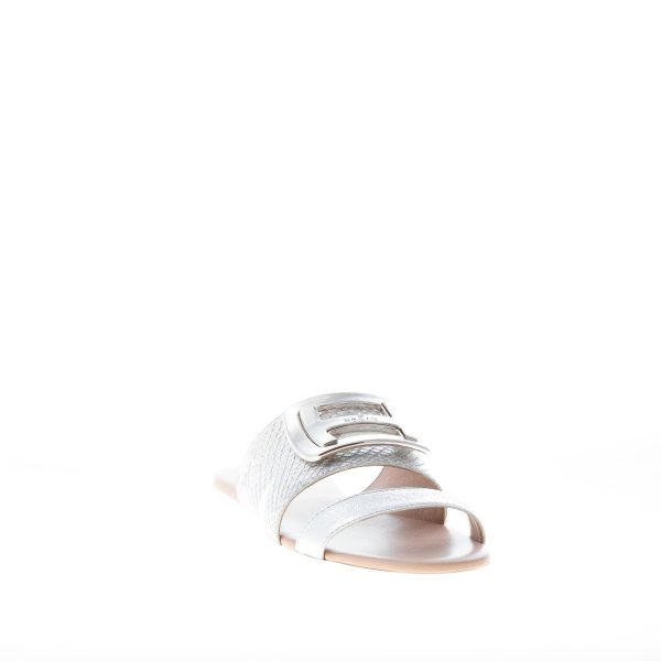 HOGAN donna ciabatta Valencia in pelle laminata stampa pitone ARGENTO con accessorio - immagine 2