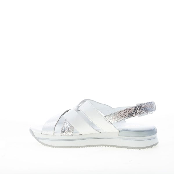HOGAN donna H257 sandalo a fasce incrociate in pelle BIANCO più argento. Zeppa di 3,5 cm - immagine 5