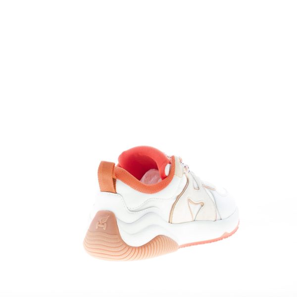 HOGAN donna sneaker H597 in pelle e tessuto BIANCO più arancione - immagine 3