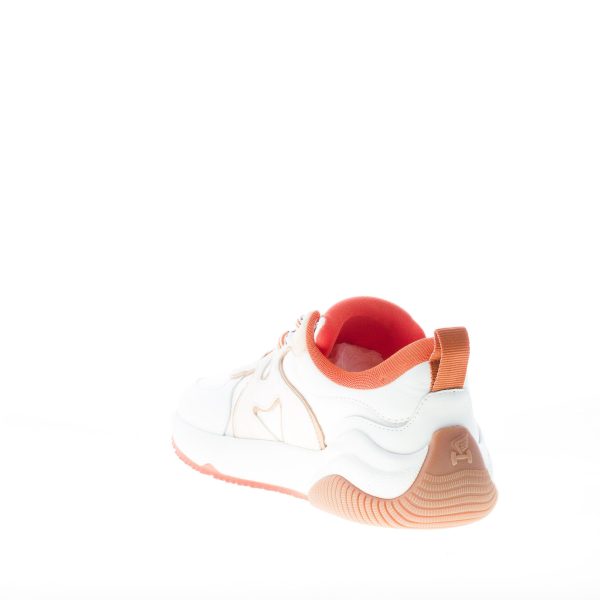 HOGAN donna sneaker H597 in pelle e tessuto BIANCO più arancione - immagine 4