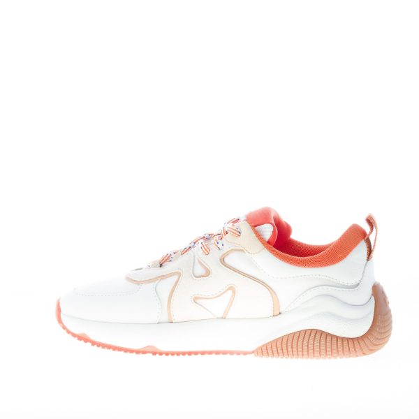 HOGAN donna sneaker H597 in pelle e tessuto BIANCO più arancione - immagine 5