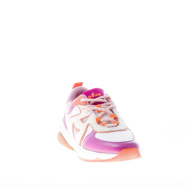 HOGAN donna sneaker H597 in pelle VIOLA e tessuto bianco - immagine 2