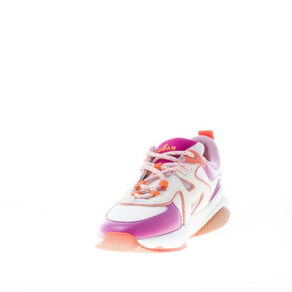 HOGAN donna sneaker H597 in pelle VIOLA e tessuto bianco - immagine 6