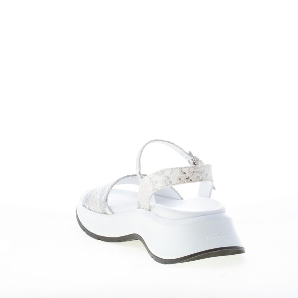 HOGAN donna H598 sandalo in stampa rettile BEIGE ARGENTO. Suola oversize 5 cm - immagine 4