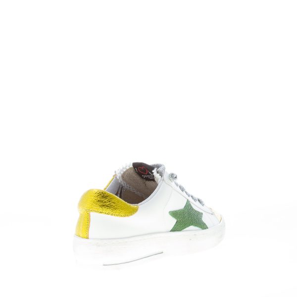 OKINAWA donna sneaker BASKET 2339 in pelle BIANCO più verde e oro - immagine 3