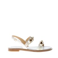 MICHAEL KORS donna sandalo Wren Flat in pelle stampata BIANCO con borchie. Tacco 2 cm