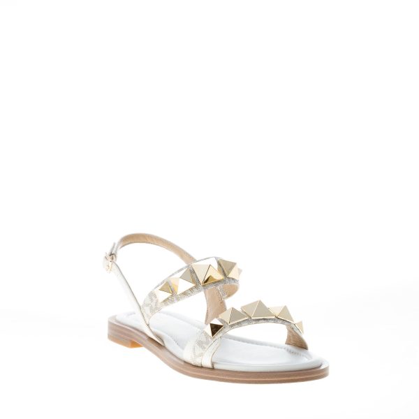 MICHAEL KORS donna sandalo Wren Flat in pelle stampata BIANCO con borchie. Tacco 2 cm - immagine 2