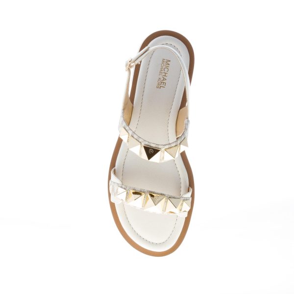 MICHAEL KORS donna sandalo Wren Flat in pelle stampata BIANCO con borchie. Tacco 2 cm - immagine 7