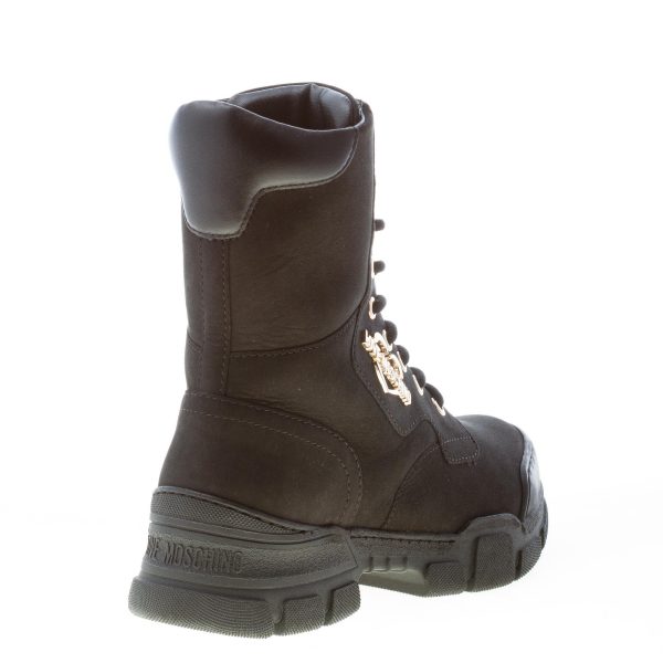 LOVE MOSCHINO donna sneaker tronchetto Trek45 in nabuk NERO con lacci - immagine 3