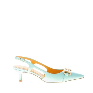 MARA BINI donna scarpa slingback Naomi in naplak ACQUAMARINA con morsetto. Tacco 5 cm