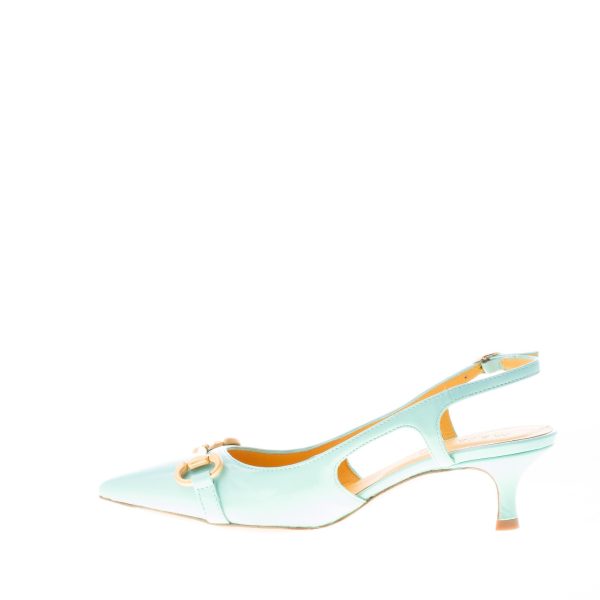 MARA BINI donna scarpa slingback Naomi in naplak ACQUAMARINA con morsetto. Tacco 5 cm - immagine 5