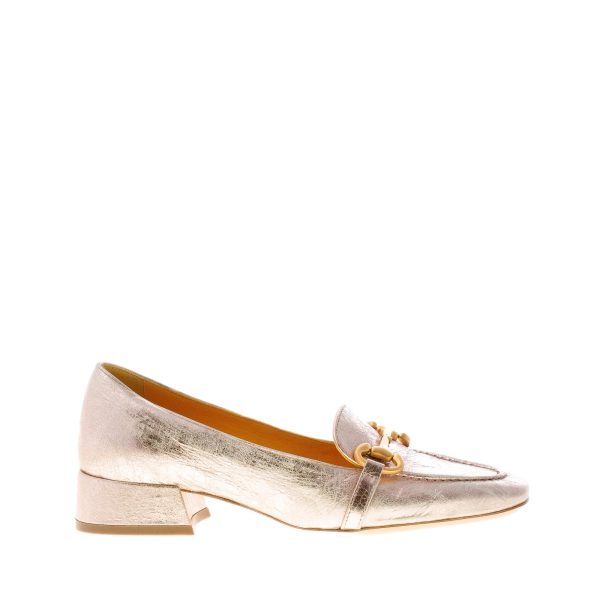MARA BINI donna mocassino GILDA in pelle craquelè ORO-ROSA con morsetto. Tacco 3 cm