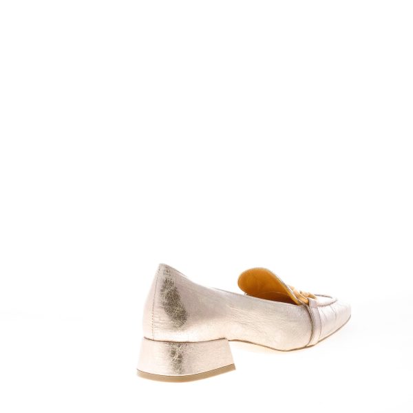 MARA BINI donna mocassino GILDA in pelle craquelè ORO-ROSA con morsetto. Tacco 3 cm - immagine 3