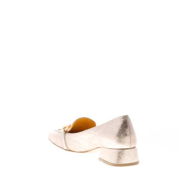 MARA BINI donna mocassino GILDA in pelle craquelè ORO-ROSA con morsetto. Tacco 3 cm - immagine 4