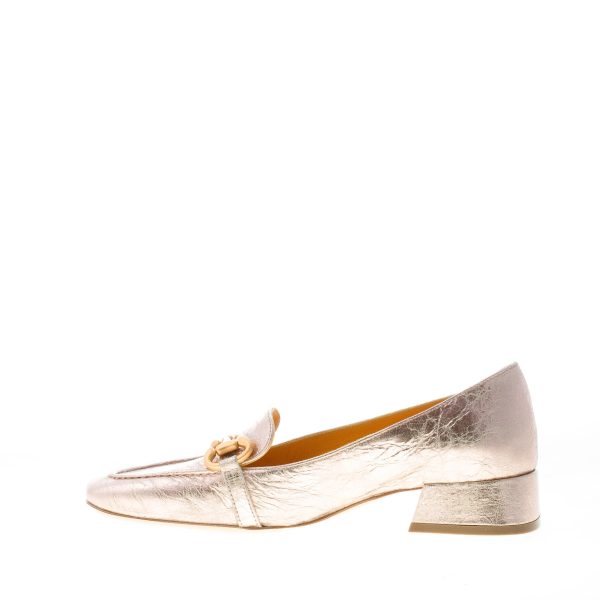 MARA BINI donna mocassino GILDA in pelle craquelè ORO-ROSA con morsetto. Tacco 3 cm - immagine 5