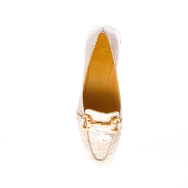 MARA BINI donna mocassino GILDA in pelle craquelè ORO-ROSA con morsetto. Tacco 3 cm - immagine 7