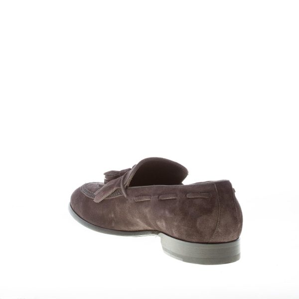 MIGLIORE uomo mocassino in camoscio LAVAGNA con maxi frangia e nappine - immagine 4