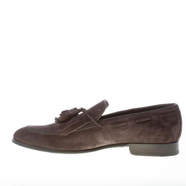 MIGLIORE uomo mocassino in camoscio LAVAGNA con maxi frangia e nappine - immagine 5