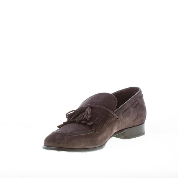 MIGLIORE uomo mocassino in camoscio LAVAGNA con maxi frangia e nappine - immagine 6