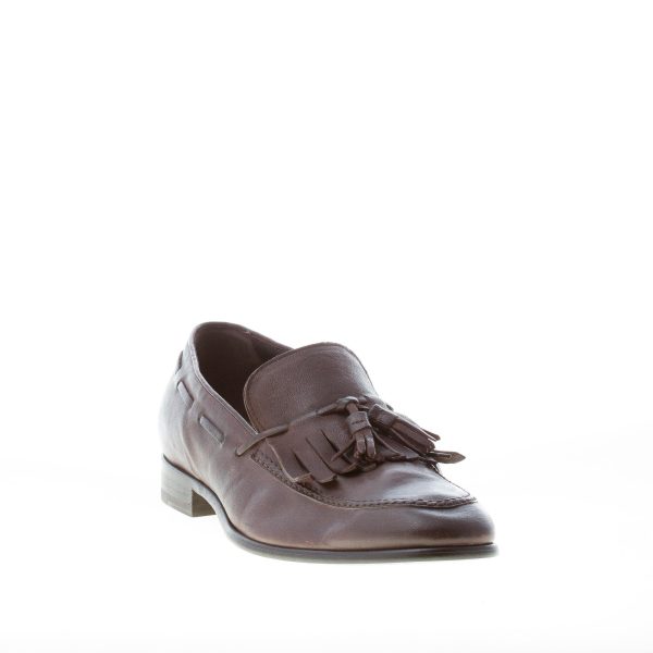 MIGLIORE uomo mocassino in pelle vintage TESTA DI MORO con maxi frangia e nappine - immagine 2