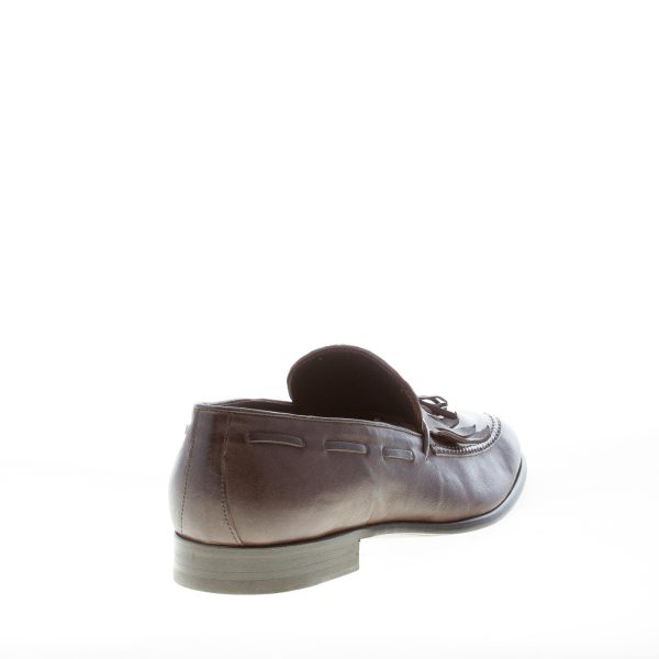 MIGLIORE uomo mocassino in pelle vintage TESTA DI MORO con maxi frangia e nappine - immagine 3