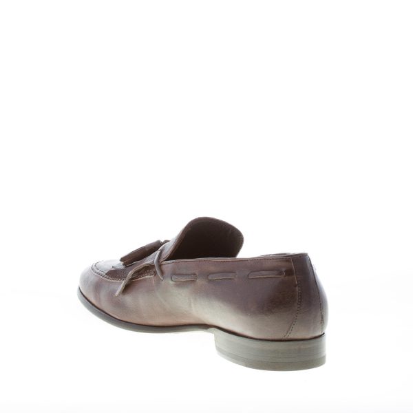 MIGLIORE uomo mocassino in pelle vintage TESTA DI MORO con maxi frangia e nappine - immagine 4