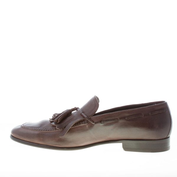 MIGLIORE uomo mocassino in pelle vintage TESTA DI MORO con maxi frangia e nappine - immagine 5