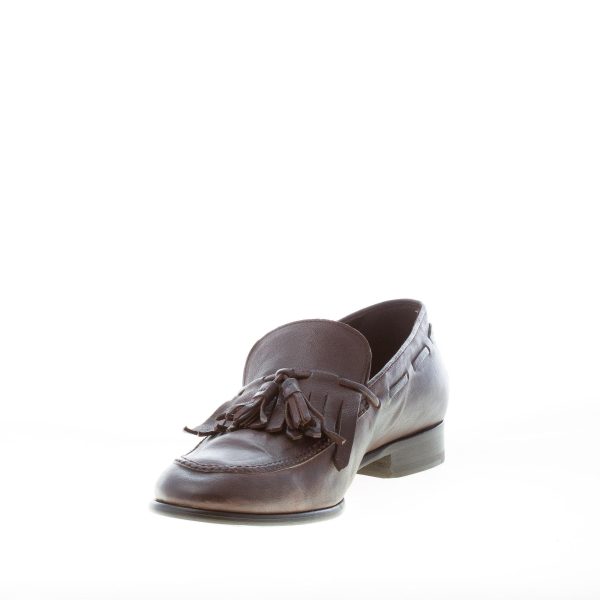 MIGLIORE uomo mocassino in pelle vintage TESTA DI MORO con maxi frangia e nappine - immagine 6