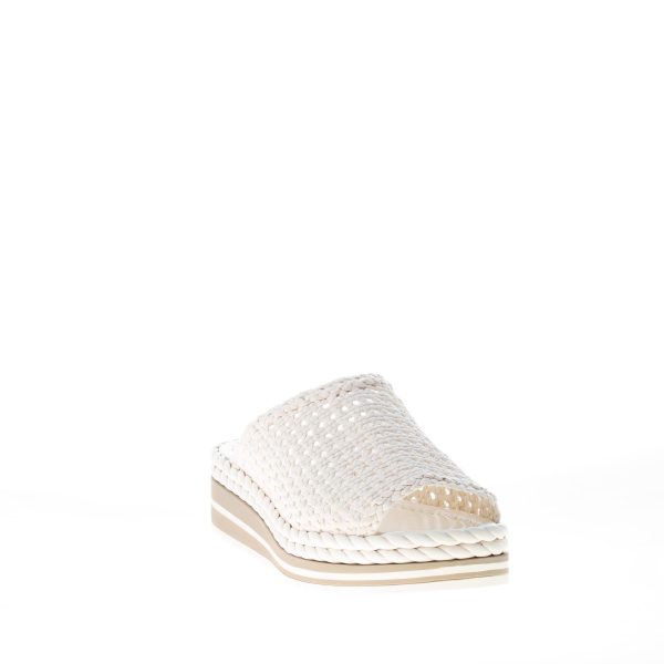 PONS QUINTANA donna sandalo ciabatta Milan in pelle intrecciata CREMA. Zeppa 4 cm - immagine 2