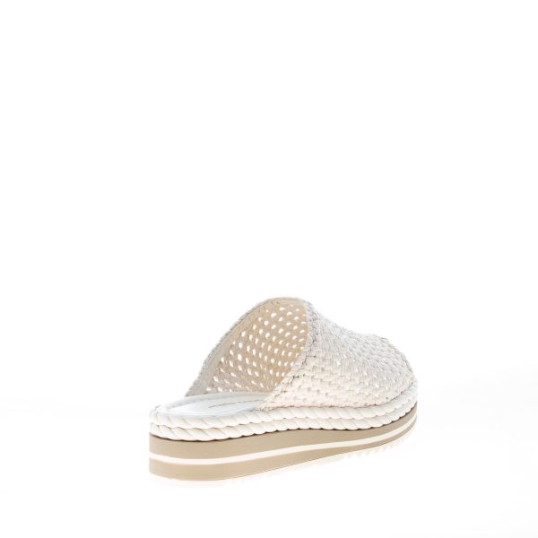 PONS QUINTANA donna sandalo ciabatta Milan in pelle intrecciata CREMA. Zeppa 4 cm - immagine 3