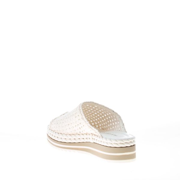 PONS QUINTANA donna sandalo ciabatta Milan in pelle intrecciata CREMA. Zeppa 4 cm - immagine 4