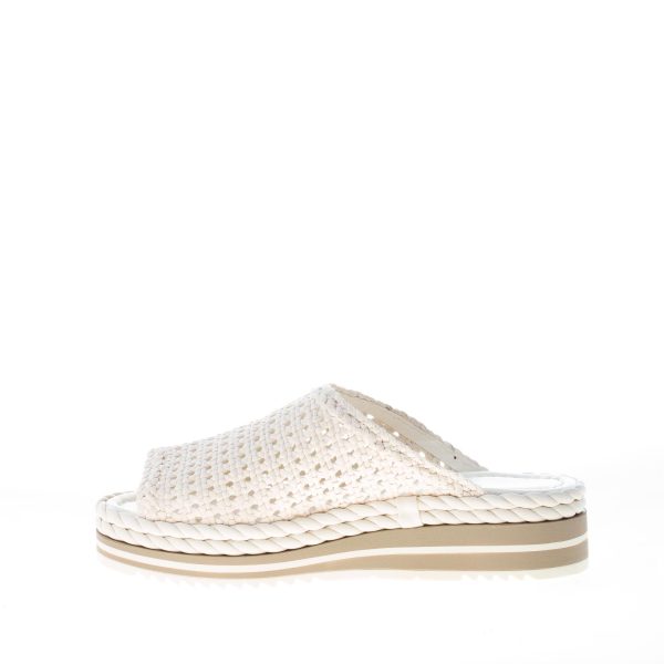 PONS QUINTANA donna sandalo ciabatta Milan in pelle intrecciata CREMA. Zeppa 4 cm - immagine 5