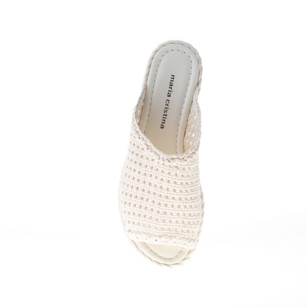 PONS QUINTANA donna sandalo ciabatta Milan in pelle intrecciata CREMA. Zeppa 4 cm - immagine 7