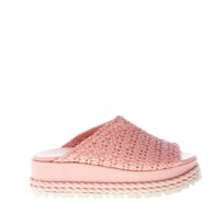 PONS QUINTANA (Maria cristina) donna sandalo ciabatta Nadine in pelle intrecciata ROSA. Zeppa 6 cm