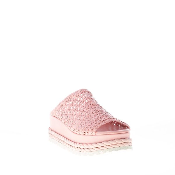 PONS QUINTANA (Maria cristina) donna sandalo ciabatta Nadine in pelle intrecciata ROSA. Zeppa 6 cm - immagine 2