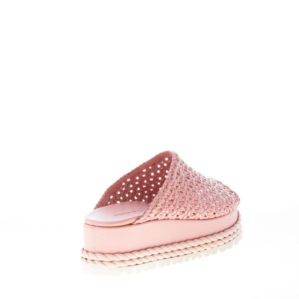 PONS QUINTANA (Maria cristina) donna sandalo ciabatta Nadine in pelle intrecciata ROSA. Zeppa 6 cm - immagine 3