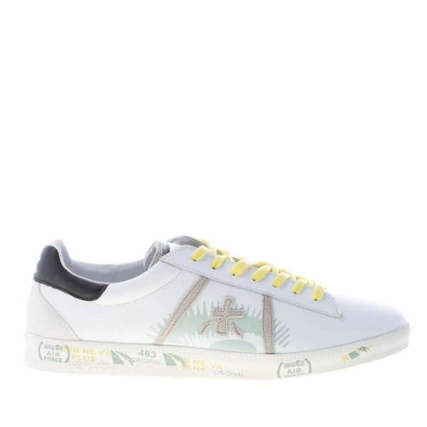 PREMIATA uomo sneaker ANDY 5501 in pelle BIANCO più nero e giallo