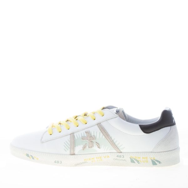 PREMIATA uomo sneaker ANDY 5501 in pelle BIANCO più nero e giallo - immagine 5