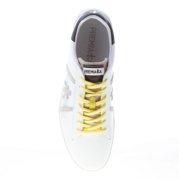 PREMIATA uomo sneaker ANDY 5501 in pelle BIANCO più nero e giallo - immagine 7