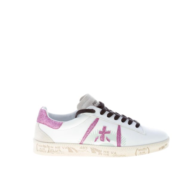 PREMIATA donna sneaker ANDY 5426 in pelle BIANCO più glitter viola