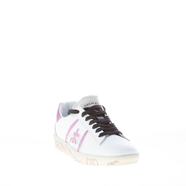 PREMIATA donna sneaker ANDY 5426 in pelle BIANCO più glitter viola - immagine 2
