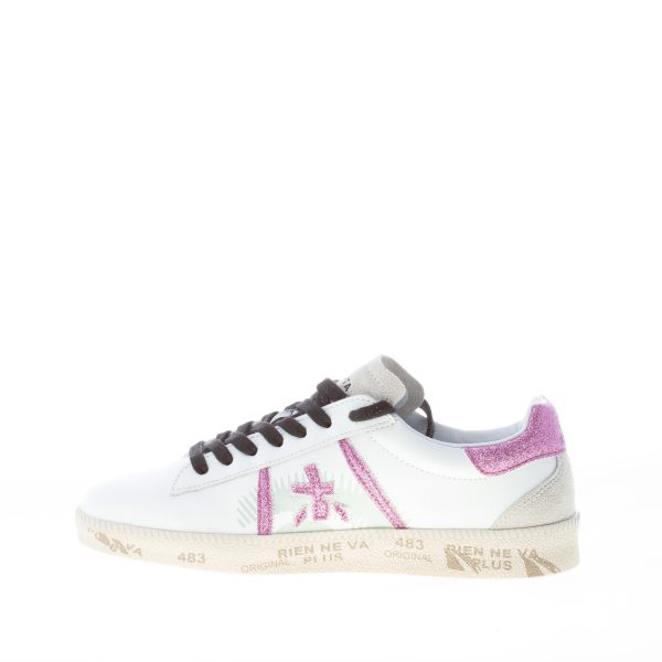 PREMIATA donna sneaker ANDY 5426 in pelle BIANCO più glitter viola - immagine 5