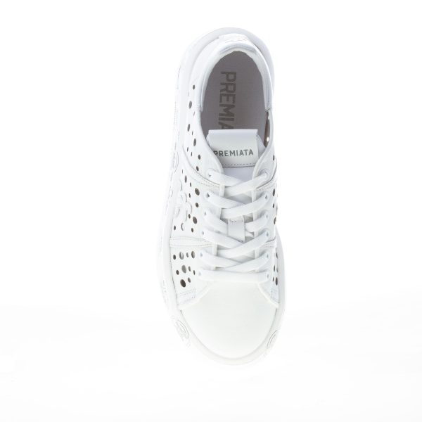 PREMIATA donna sneaker BELLE 5722 in pelle traforata BIANCO - immagine 7