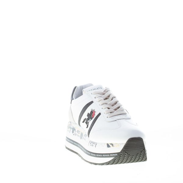PREMIATA donna sneaker Beth 5350 in pelle BIANCO e nero con maxi platform - immagine 2