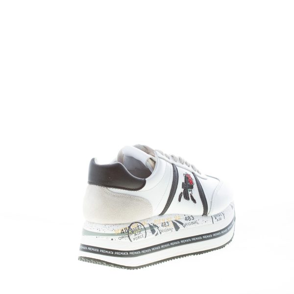 PREMIATA donna sneaker Beth 5350 in pelle BIANCO e nero con maxi platform - immagine 3
