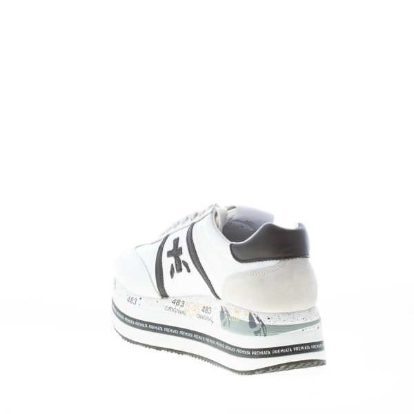 PREMIATA donna sneaker Beth 5350 in pelle BIANCO e nero con maxi platform - immagine 4