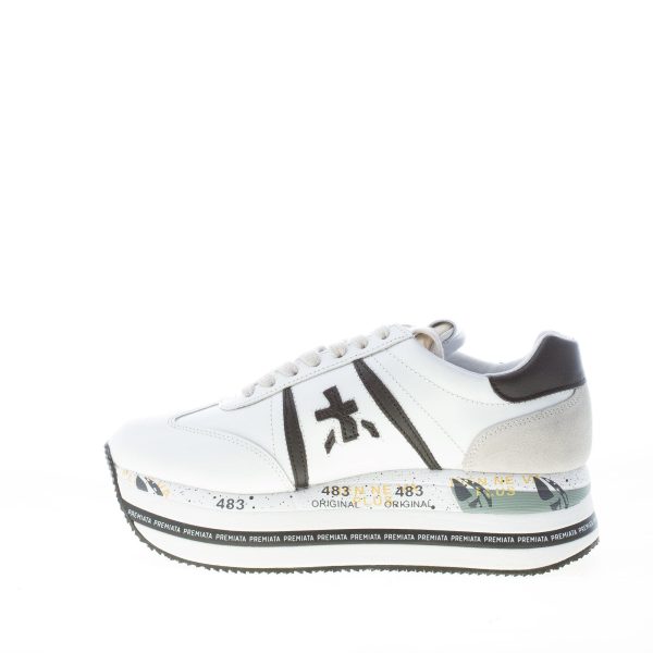 PREMIATA donna sneaker Beth 5350 in pelle BIANCO e nero con maxi platform - immagine 5