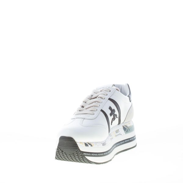 PREMIATA donna sneaker Beth 5350 in pelle BIANCO e nero con maxi platform - immagine 6