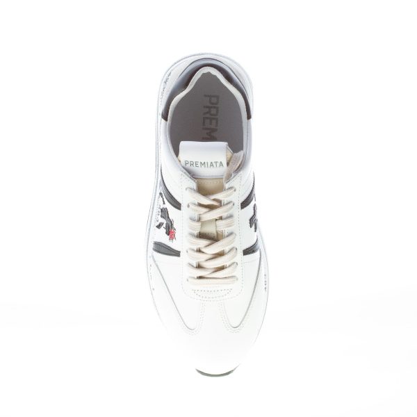 PREMIATA donna sneaker Beth 5350 in pelle BIANCO e nero con maxi platform - immagine 7
