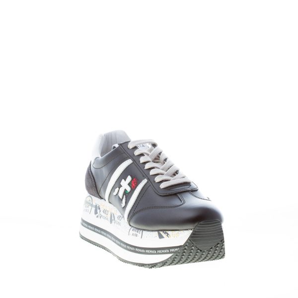 PREMIATA donna sneaker Beth 5351 in pelle NERO e bianco con maxi platform - immagine 2